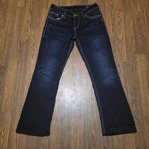 Silver Jeans Women's Dark Blue Denim Suki Mid-Slim Bootcut Jeans W29 L31 F9